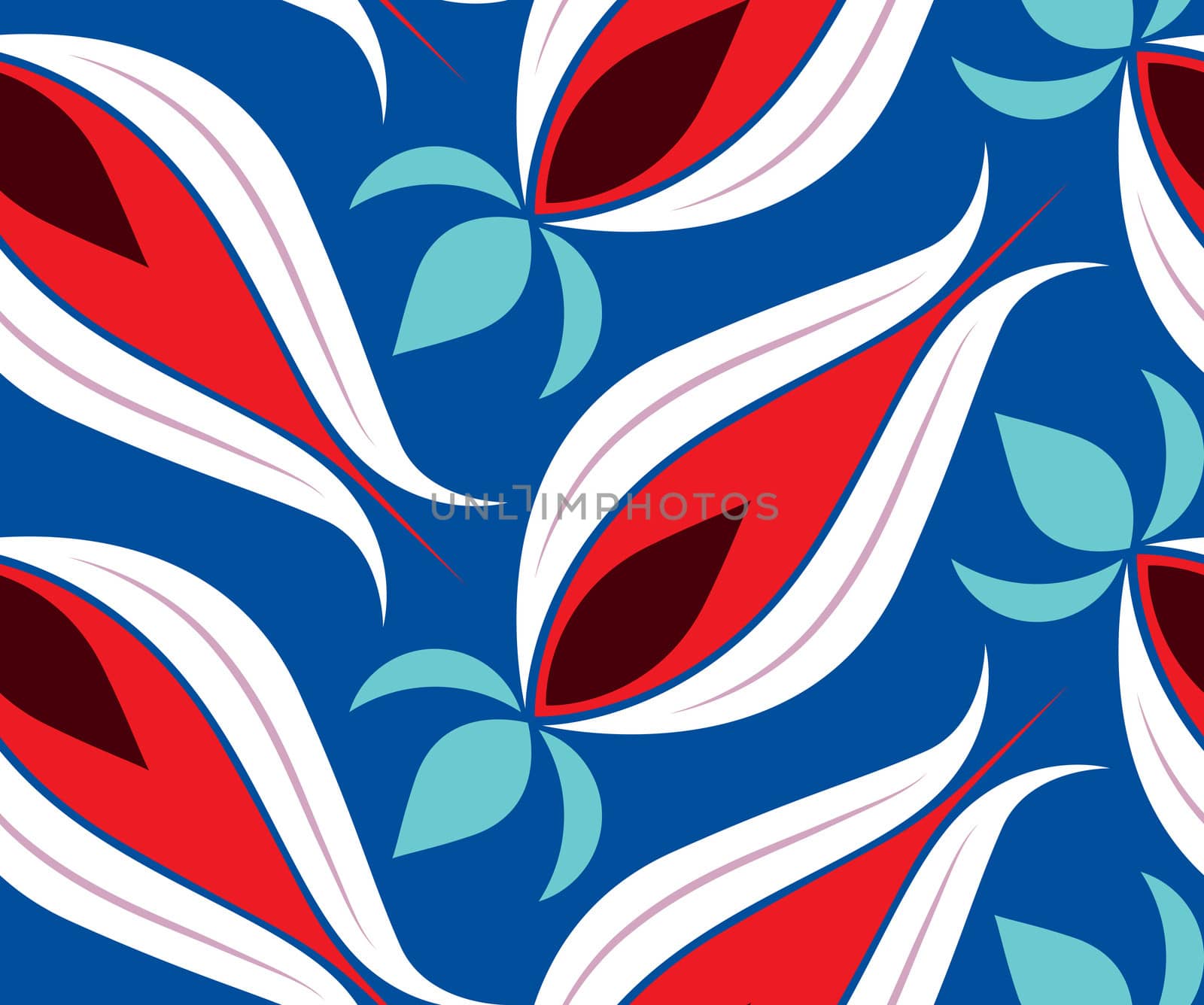 Seamless pattern background with traditional Ottoman Turkish style tulips