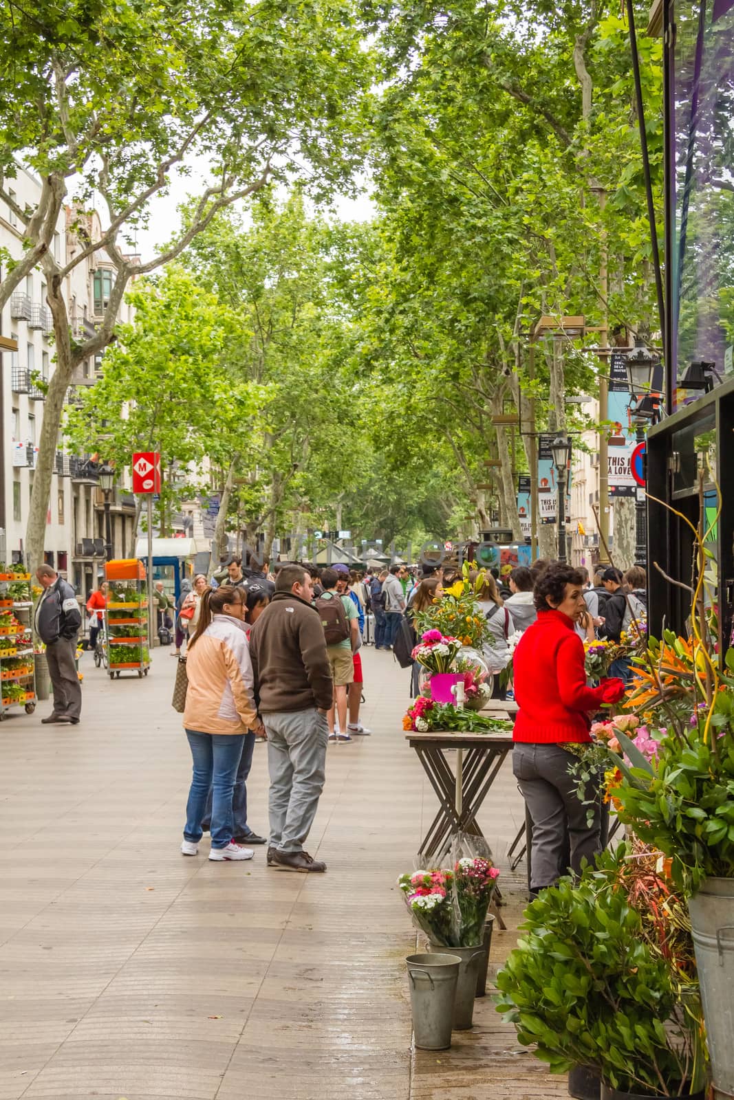 Flower stands in La Rambla street, in Barcelona by doble.d