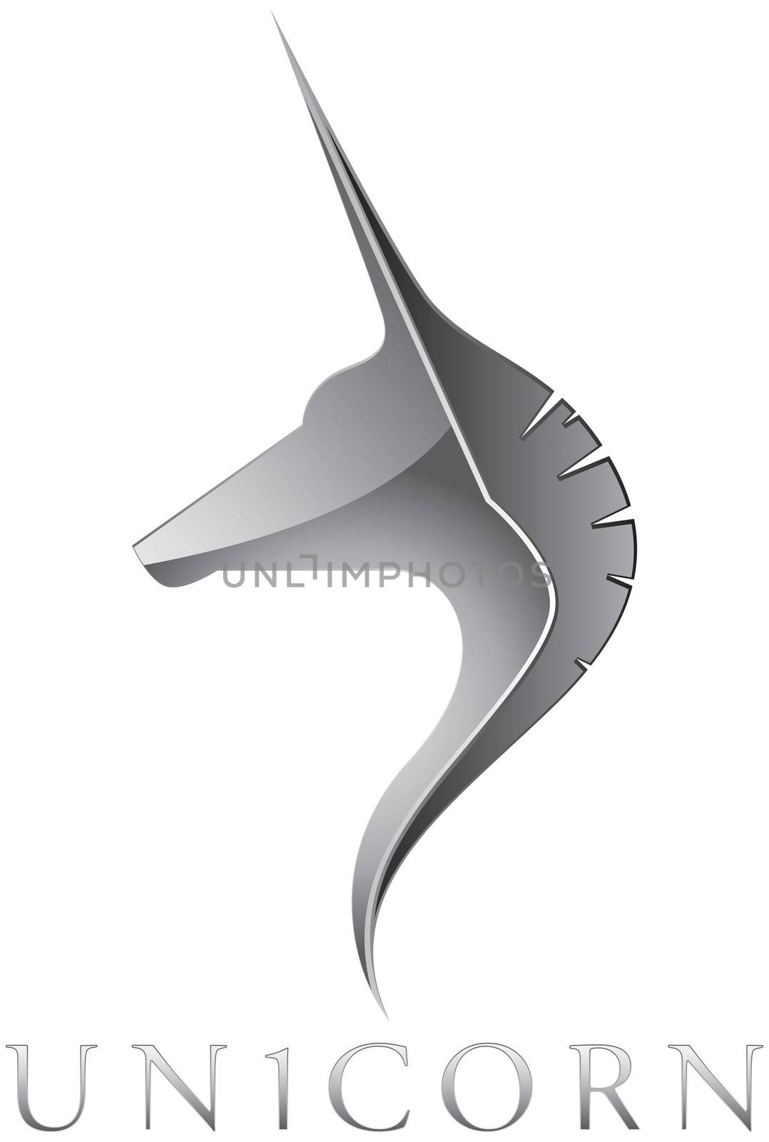 Silver Unicorn Head Vector Emblem Design