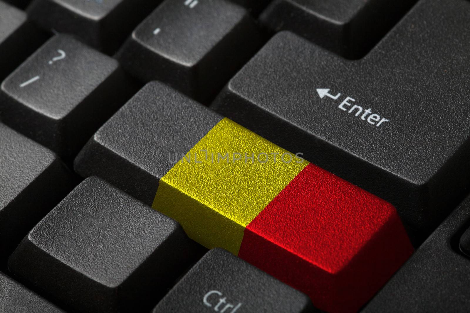 The Belgian flag button on the keyboard. close-up