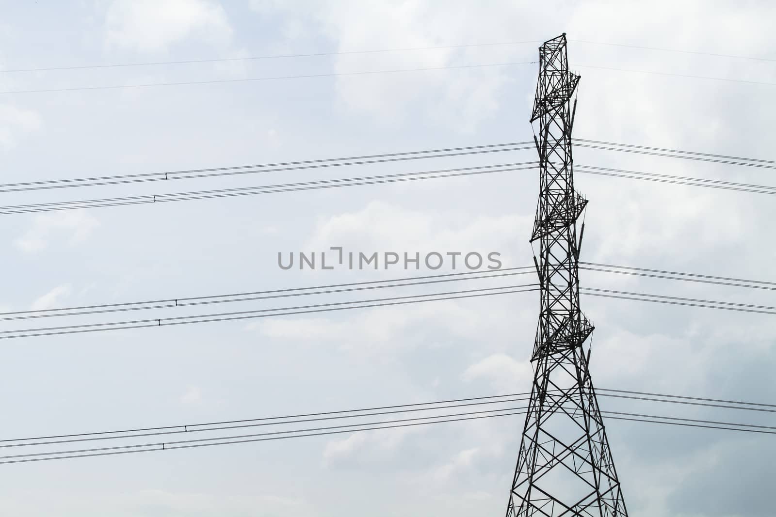 Power transmission tower line of electricity distribution