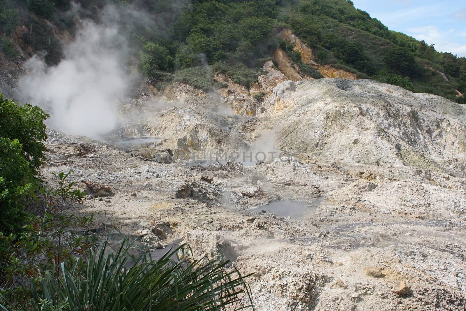 Sulphur Springs, volcano close to Soufriere, Saint Lucia, Caribbean