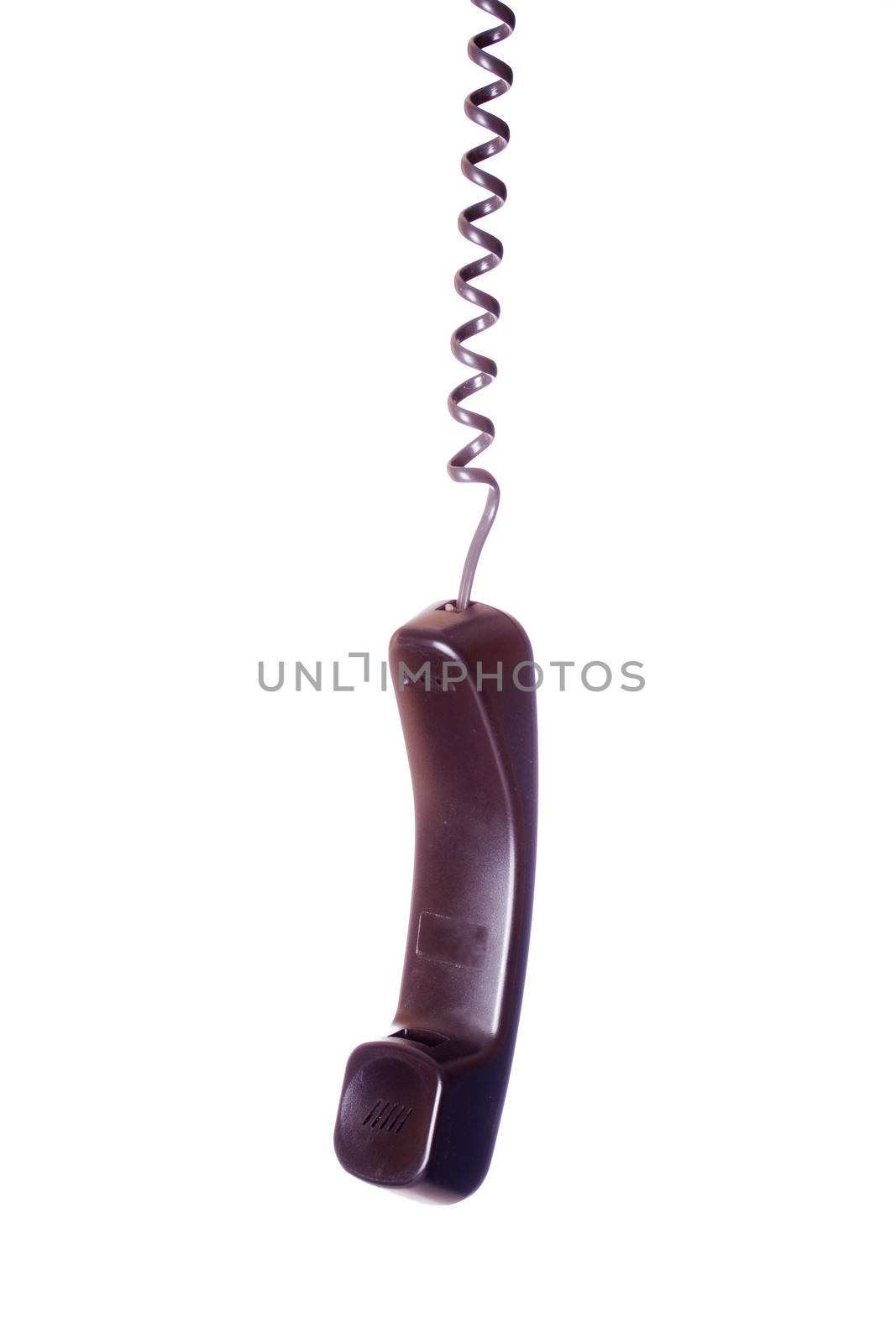 A telephone receiver isolated on a white background.