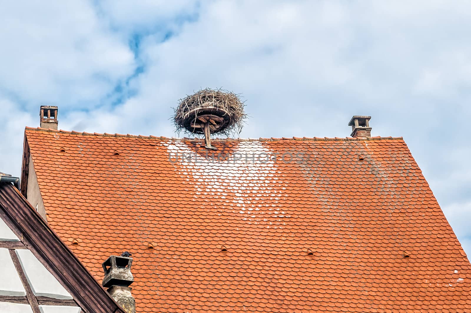 Roof with Storks Nest taken in Colmar, France