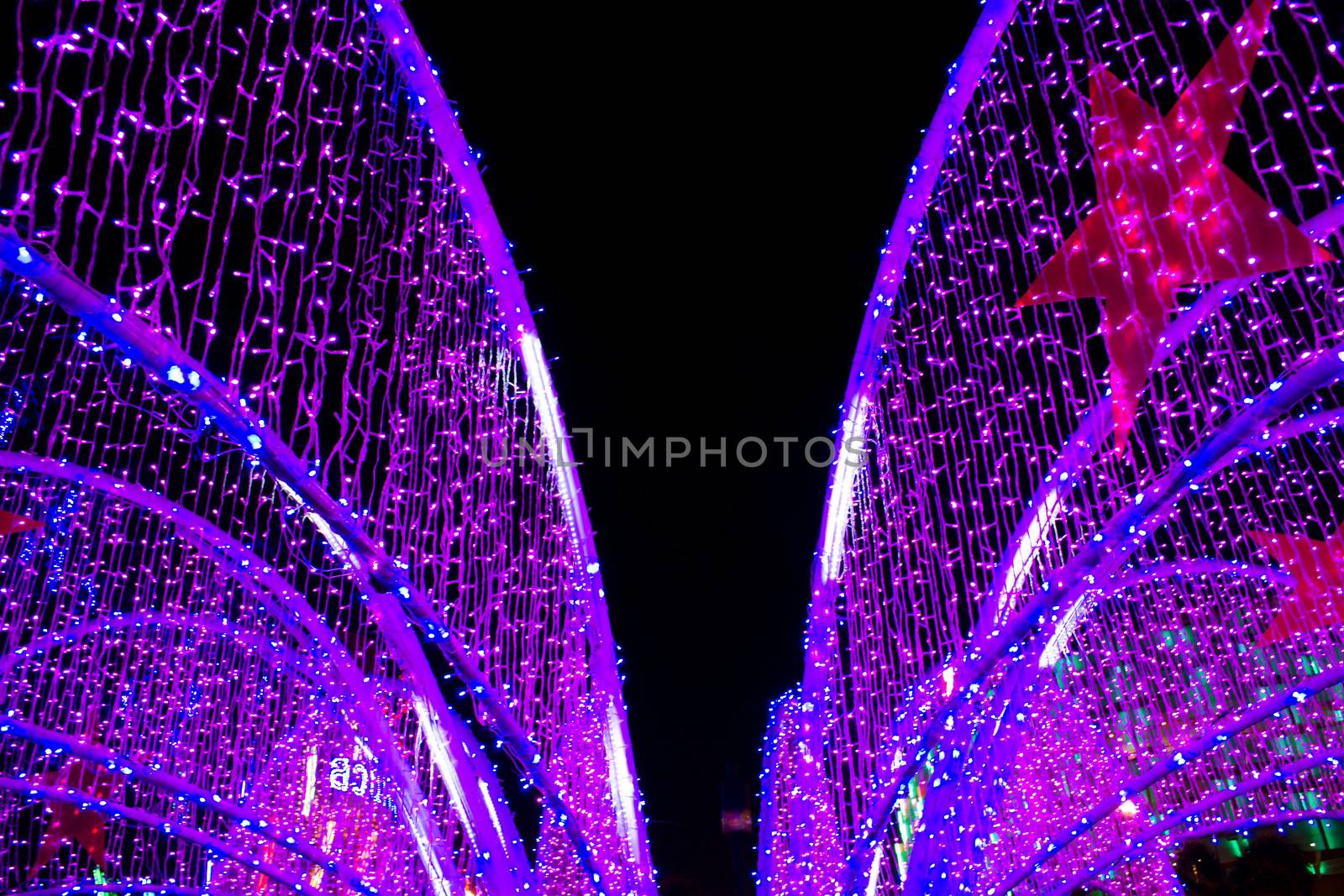 colorful of neon light in new year