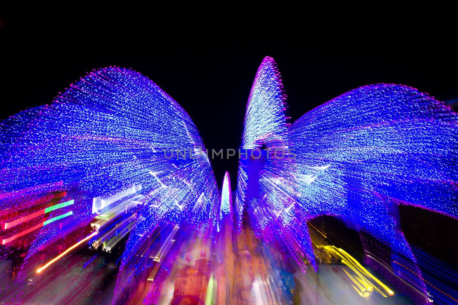 colorful of neon light in new year