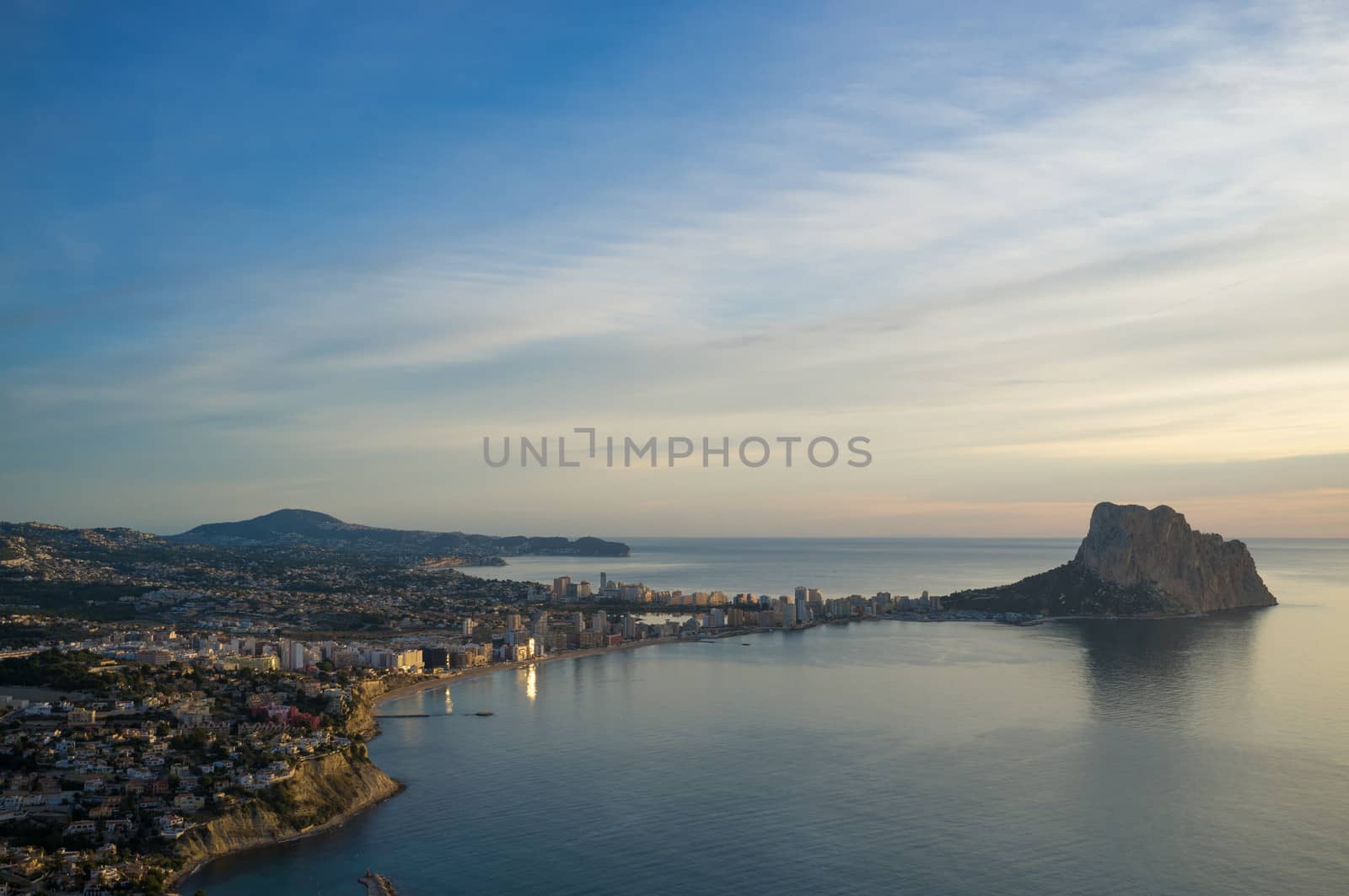 Costa Blanca resort Calpe from a high angle viewpoint