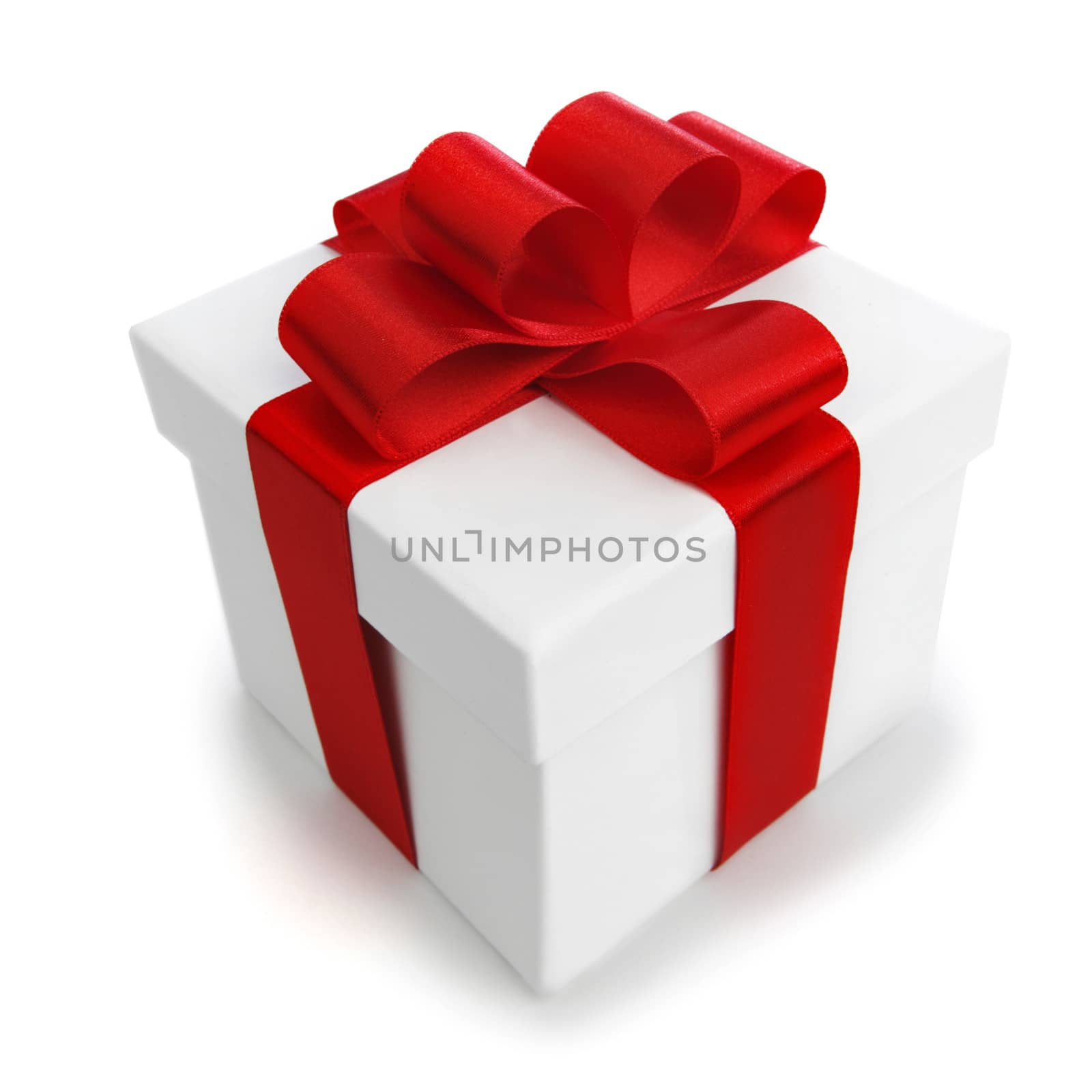 Gift with ribbon and bow isolated on white background