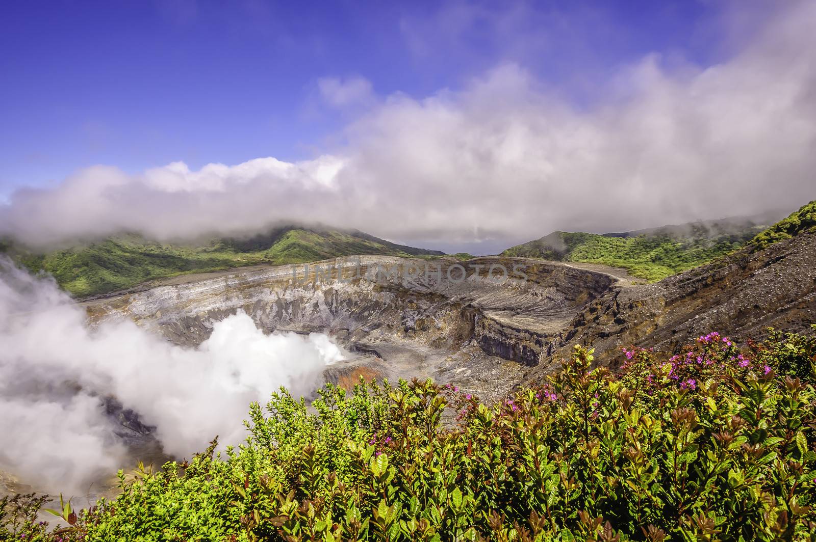 Main crater of the Poas Volcano in Costa Rica.