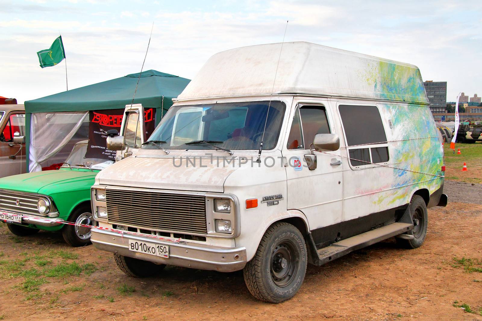 MOSCOW, RUSSIA - JULY 6: American van Chevrolet Chevy Van exhibited at the annual International Motor show Autoexotica on July 6, 2012 in Moscow, Russia.