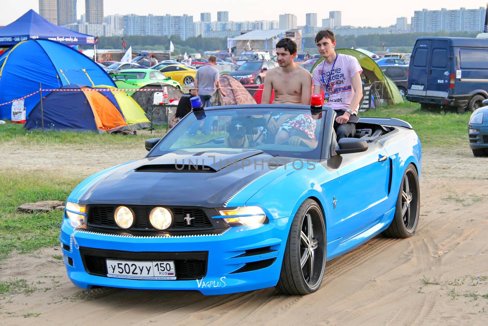 MOSCOW, RUSSIA - JULY 6: American muscle car Ford Mustang exhibited at the annual International Motor show Autoexotica on July 6, 2012 in Moscow, Russia.