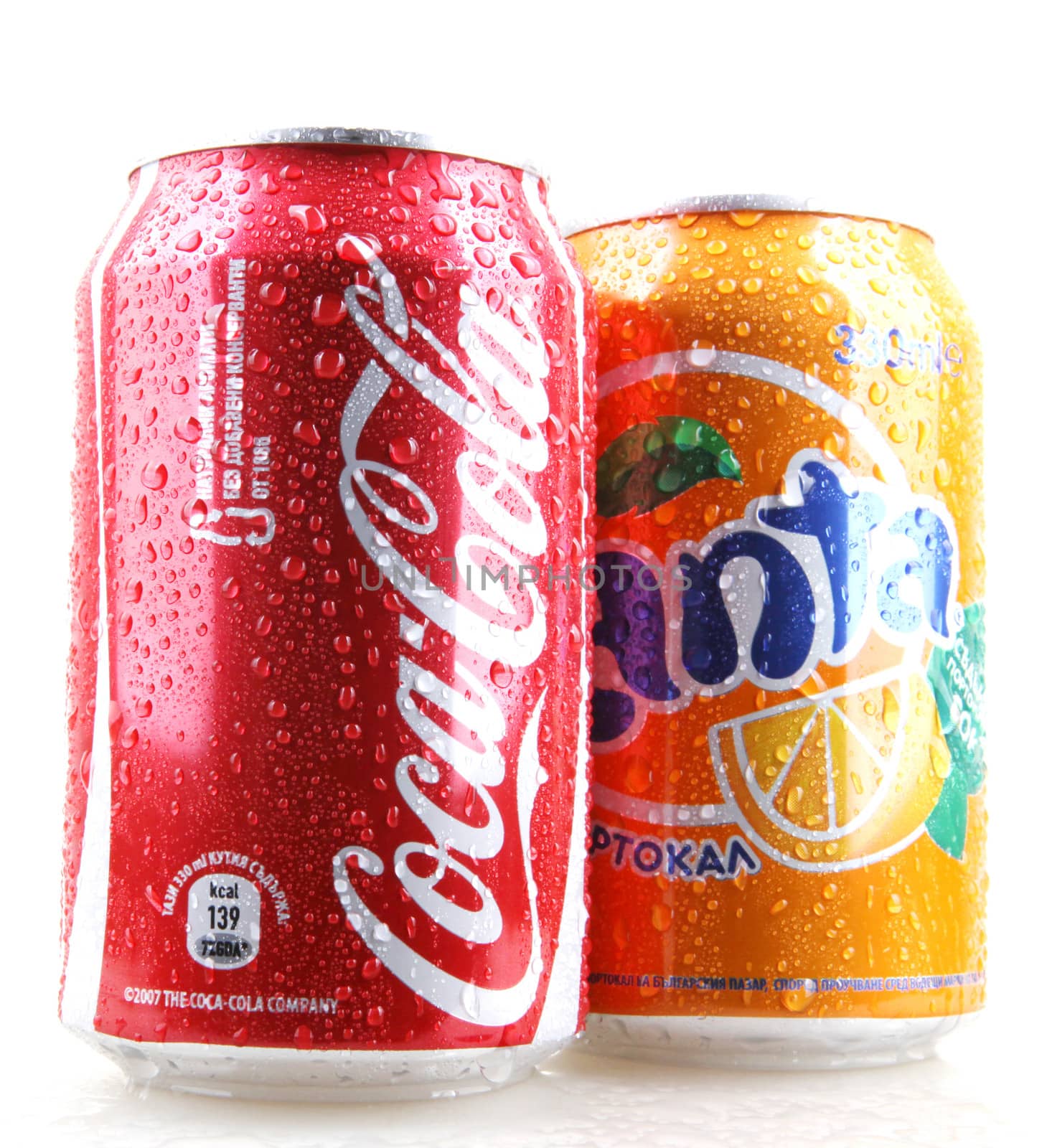 AYTOS, BULGARIA - JANUARY 25, 2014: Global brand of fruit-flavored carbonated soft drinks created by The Coca-Cola Company.