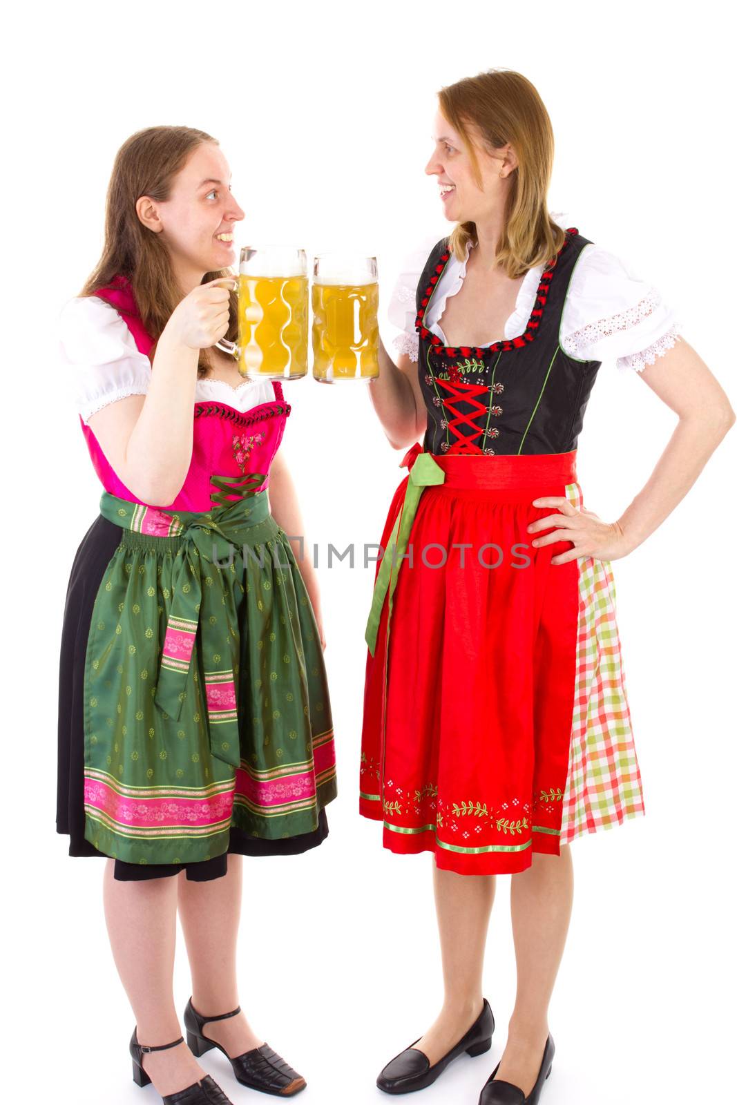 Beautiful girls in dirndl clinking their glasses