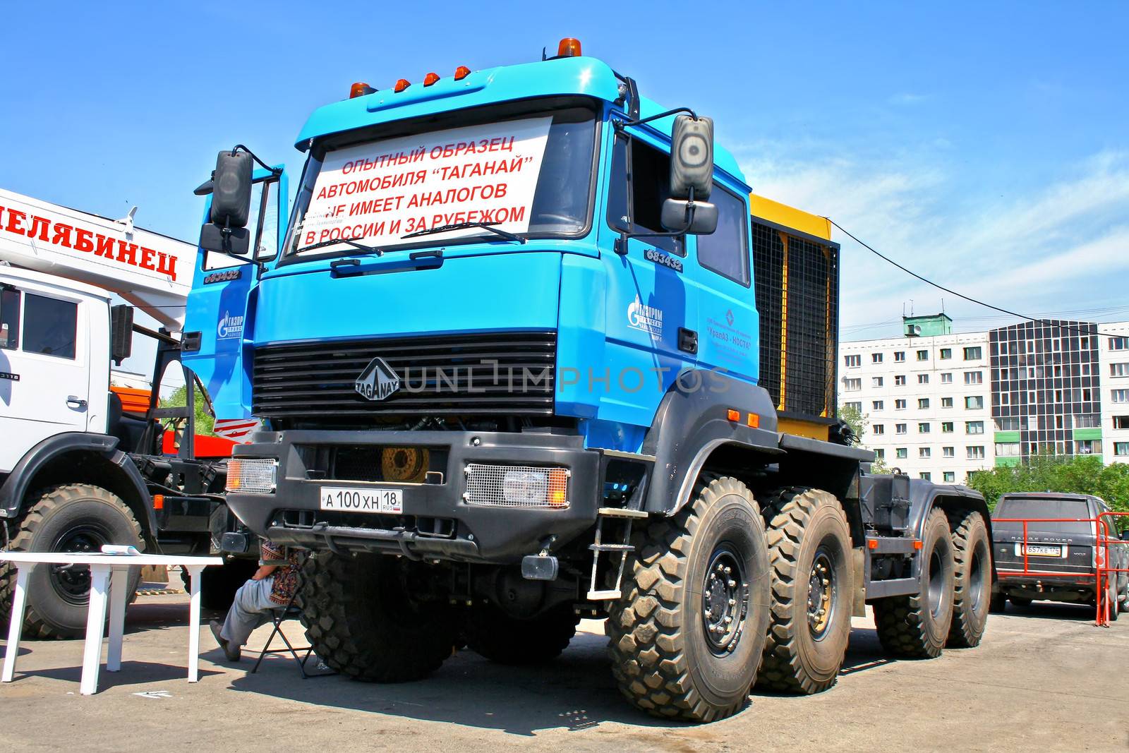 UFA, RUSSIA - MAY 26: Off-road truck Taganay exhibited at the annual Motor show Autosalon on May 27, 2010 in Ufa, Bashkortostan, Russia.