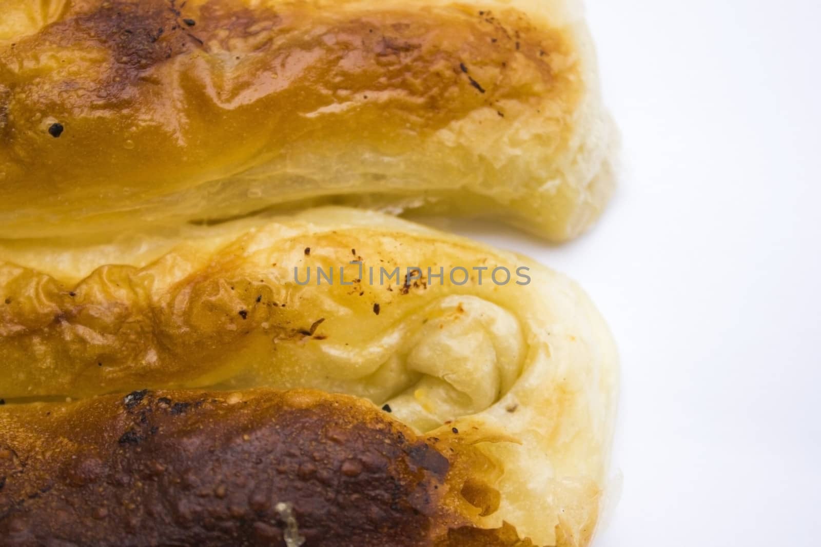 Delicious looking breakfast. Baked pastry with cheese.