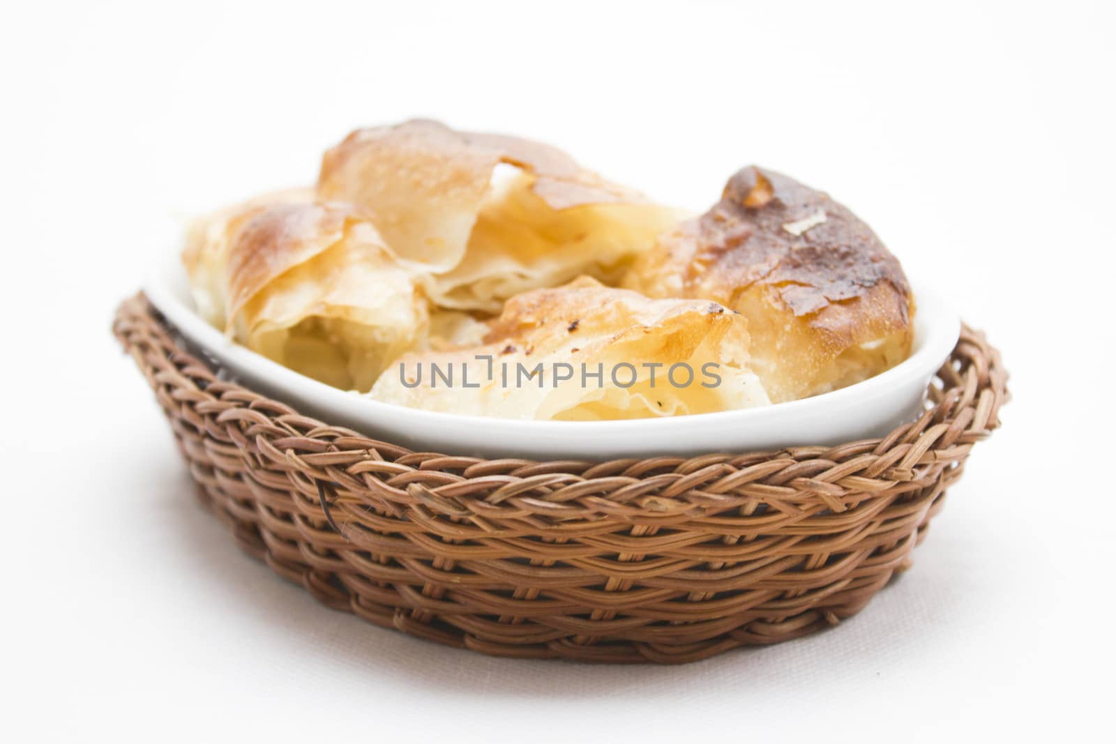 Delicious looking breakfast. Baked pastry with cheese.