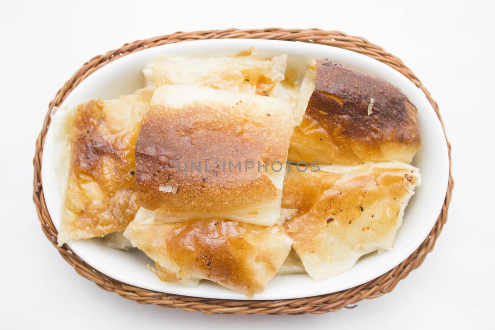 Delicious looking breakfast. Baked pastry with cheese.