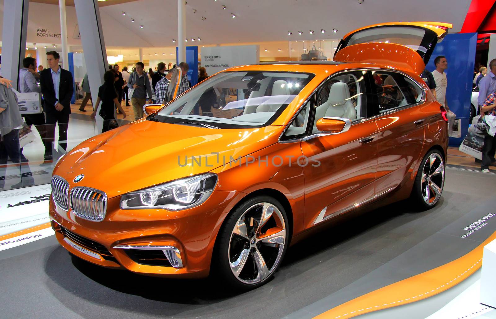 FRANKFURT AM MAIN, GERMANY - SEPTEMBER 14: German concept car BMW Active Tourer exhibited at the annual IAA (Internationale Automobil Ausstellung) on September 14, 2013 in Frankfurt am Main, Germany.