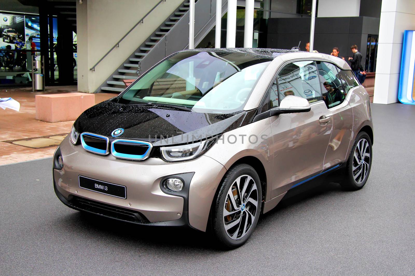 FRANKFURT AM MAIN, GERMANY - SEPTEMBER 14: German electic car BMW i3 exhibited at the annual IAA (Internationale Automobil Ausstellung) on September 14, 2013 in Frankfurt am Main, Germany.