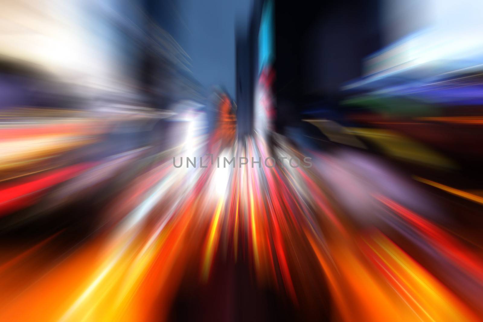 Illumination and night lights of New York City. Intentional motion blur