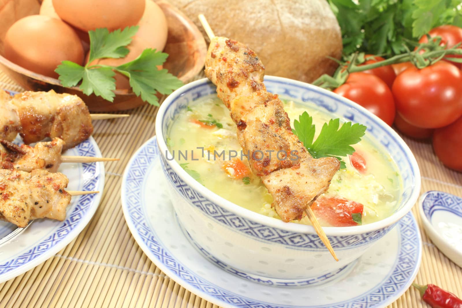 Asian Chicken soup with tomatoes by discovery