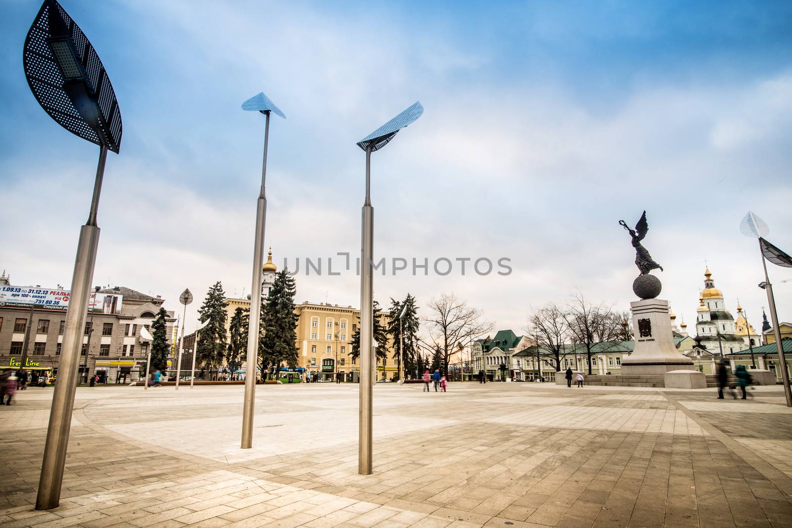 KHARKIV, UKRAINE - DECEMBER 01: Constitution Square in the city center after a recent overhaul on December 01, 2013 in Kharkiv, Ukraine.
