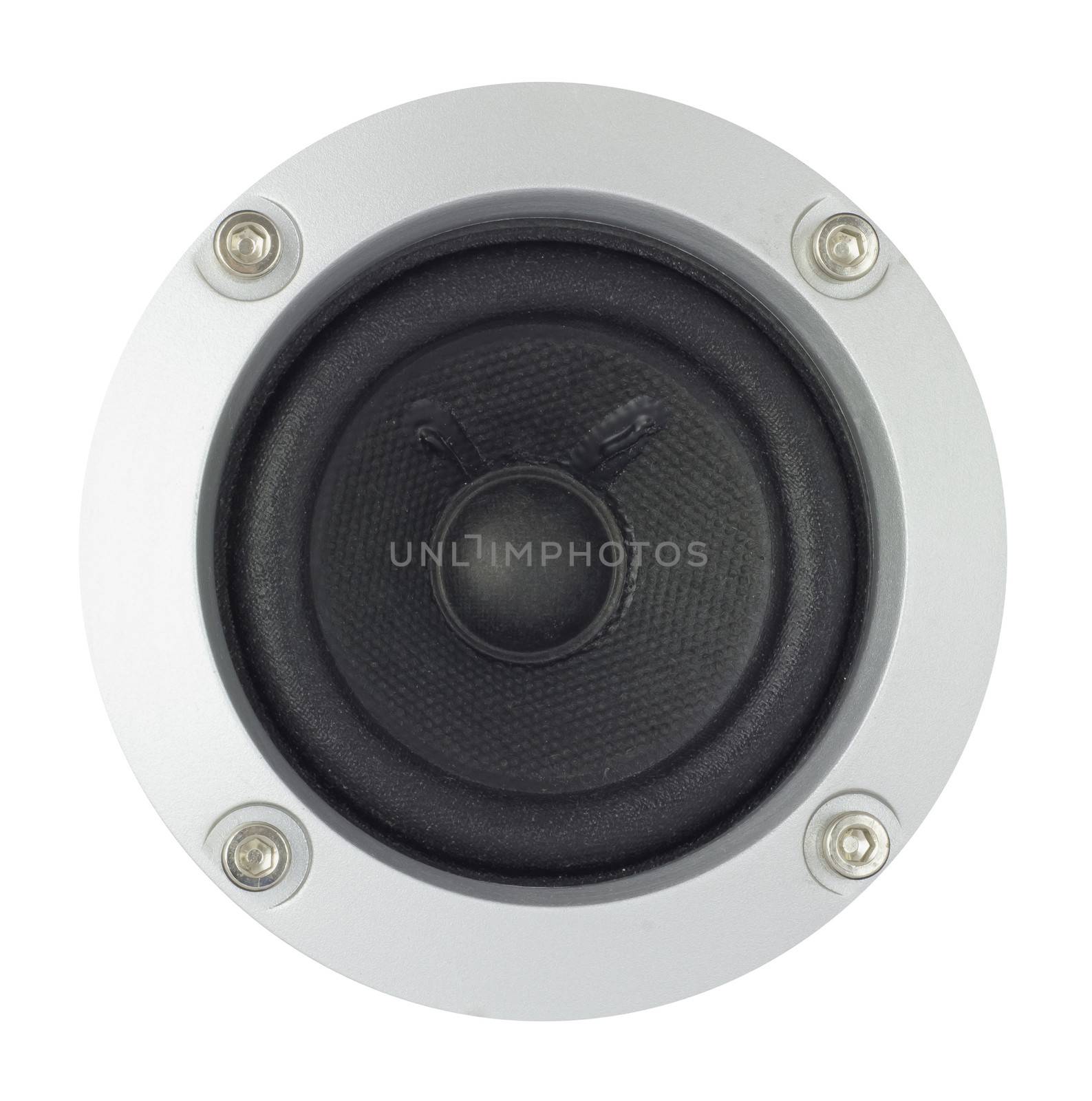 Speaker in a metal frame with bolts by cherezoff