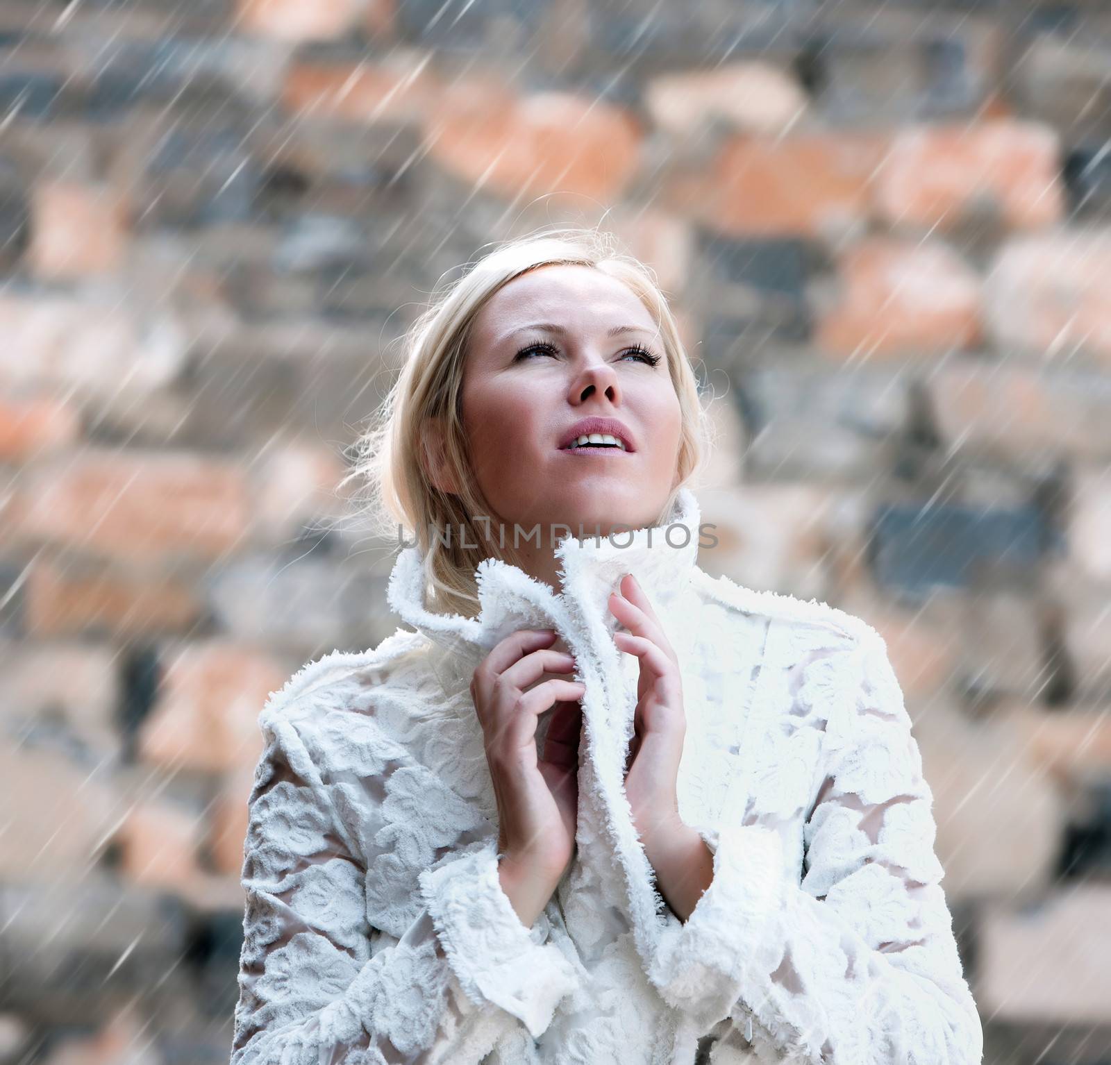 elegant woman under rain by vladimir_sklyarov