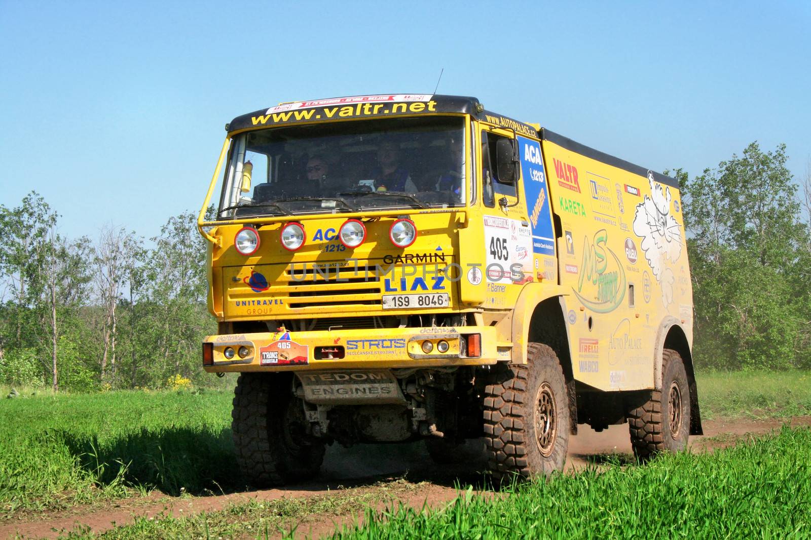 TATARSTAN, RUSSIA - JUNE 15: Martin Macik's LIAZ 111.154 (No. 405) competes at the Rally Transorientale 2008 on June 15, 2008 near city of Naberezhnye Chelny, Tatarstan, Russia.