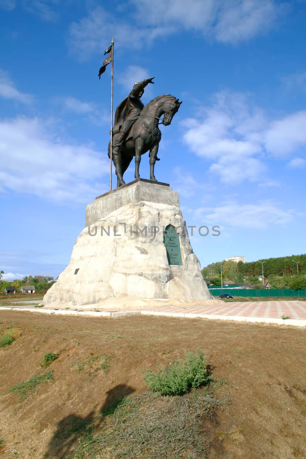 Statue of Elabuga's founder bulgarian emir Ibrahim I Ben Muhammat, Russia