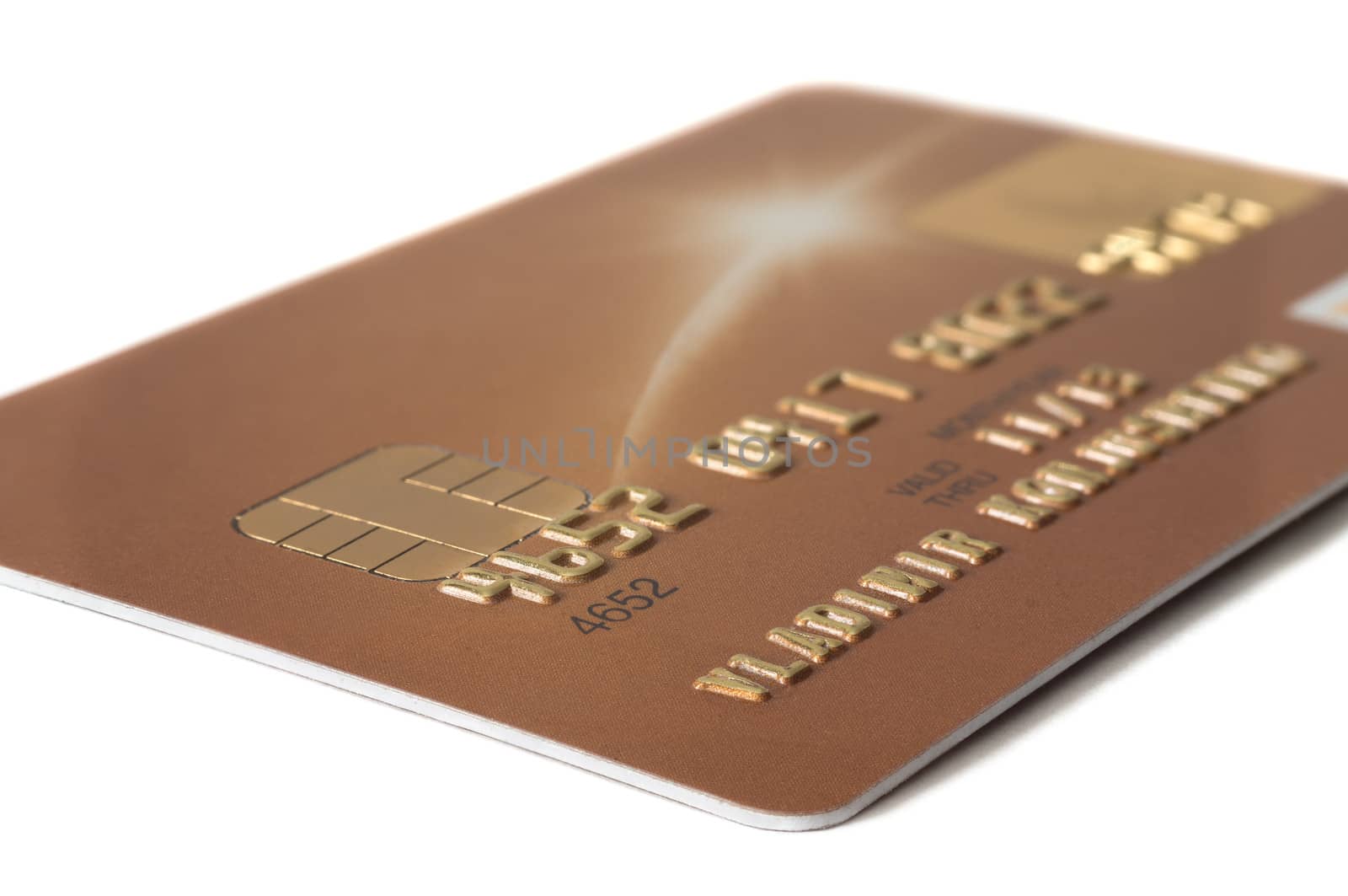 credit card close-up isolated on white background