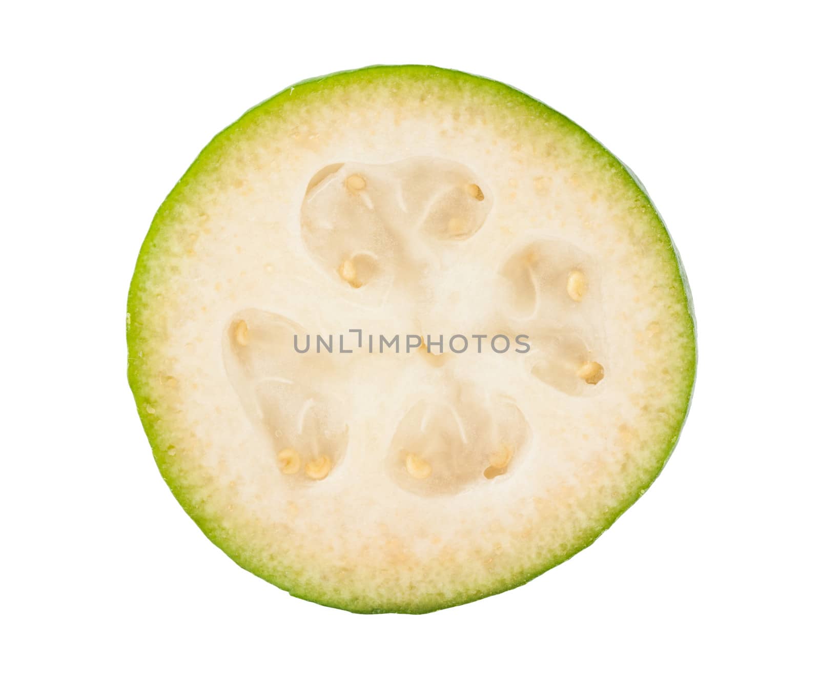 Fresh feijoa (acca sellowiana) isolated on white background