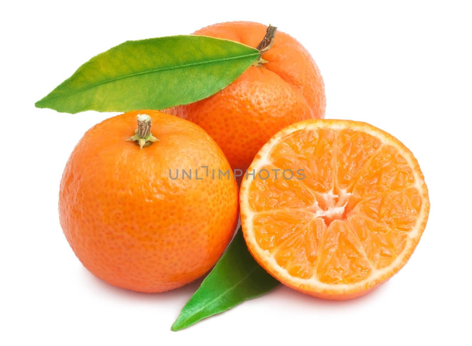 Juicy tangerines or mandarins isolated on white background