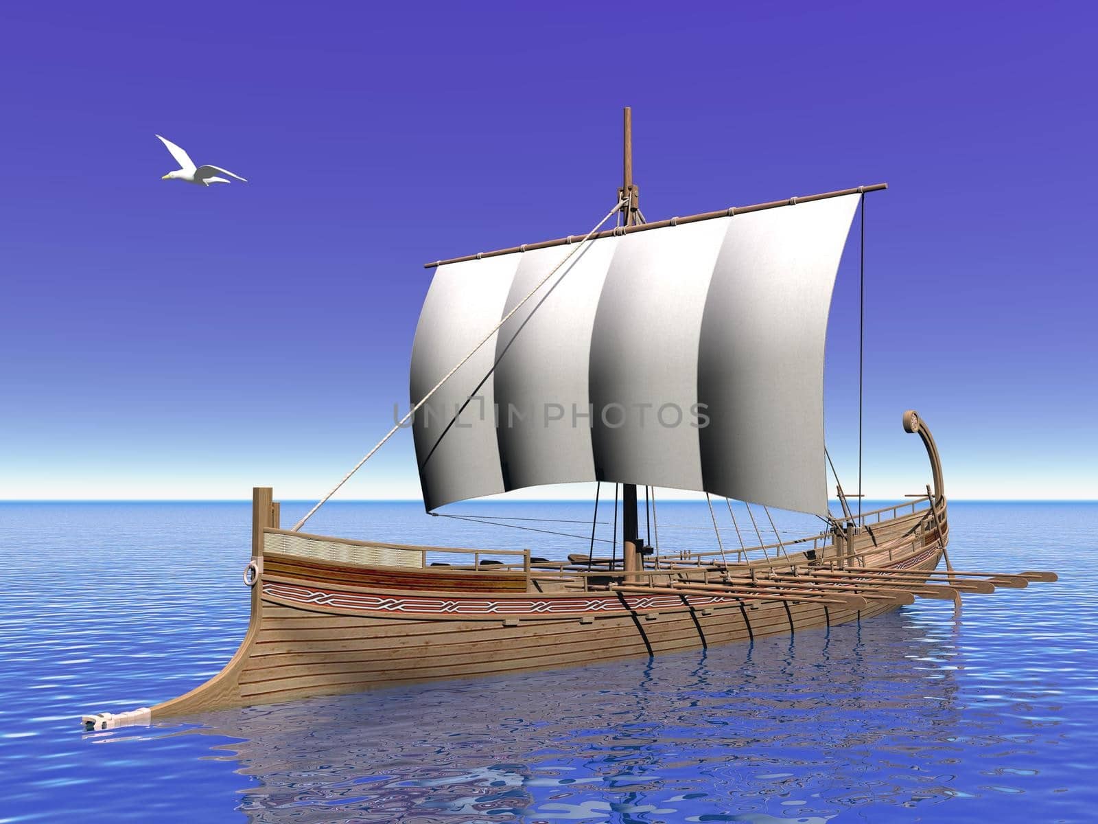 Greek boat - 3D render by Elenaphotos21