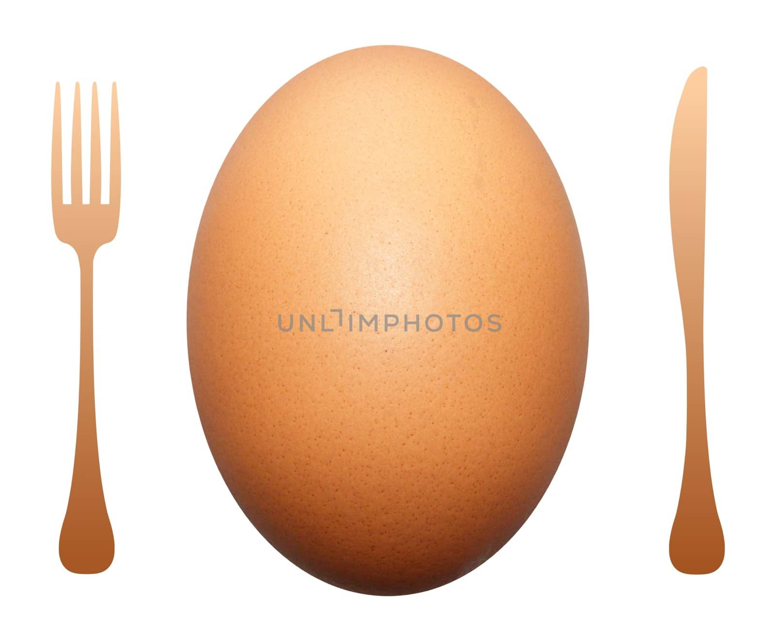 illustration of a large egg with a knife and fork either side