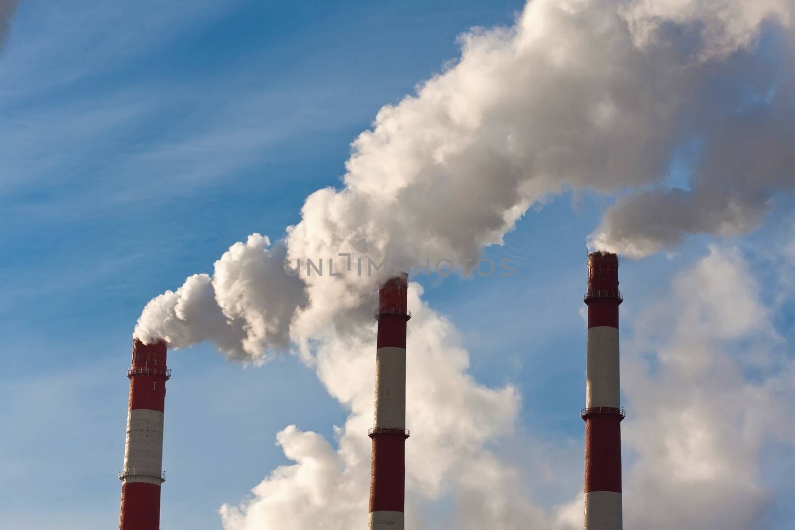 Industrial smoke rising from Power Station Cooling Towers