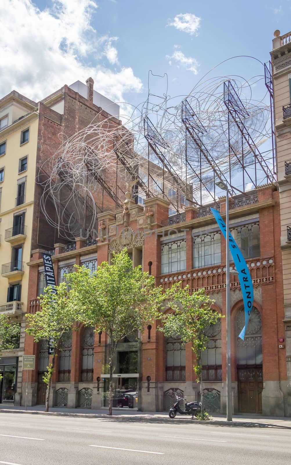 Modern facade of Antoni Tapies foundation, in Barcelona, Spain