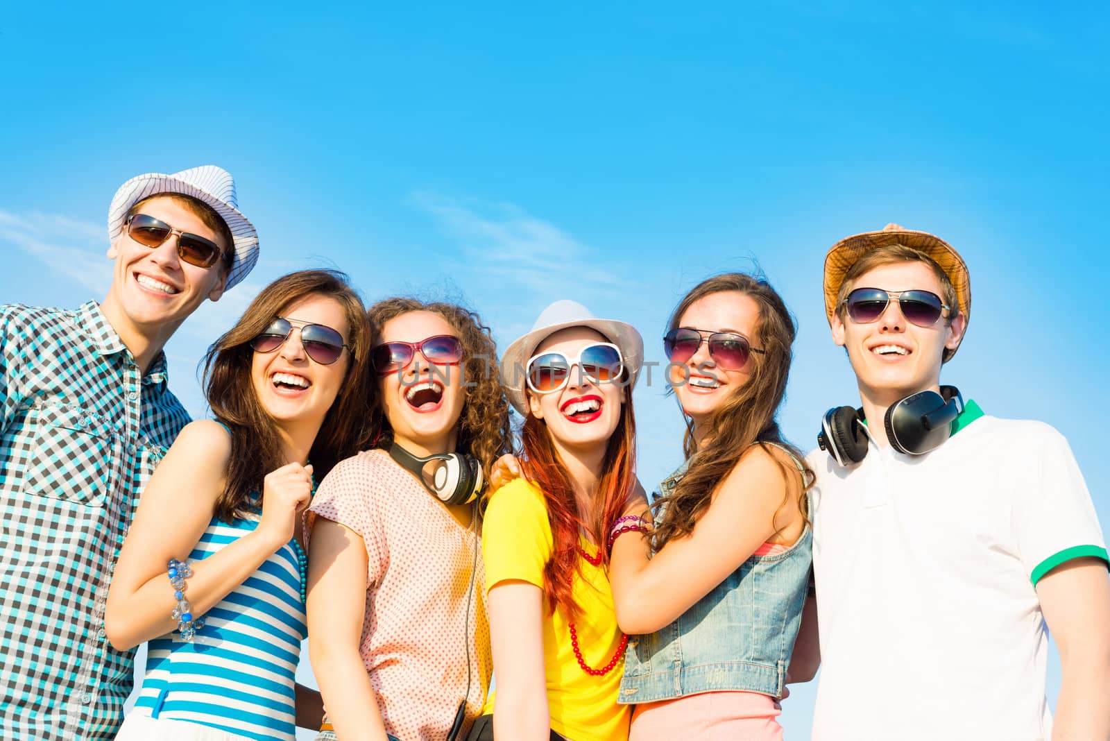 group of young people wearing sunglasses and hat by adam121