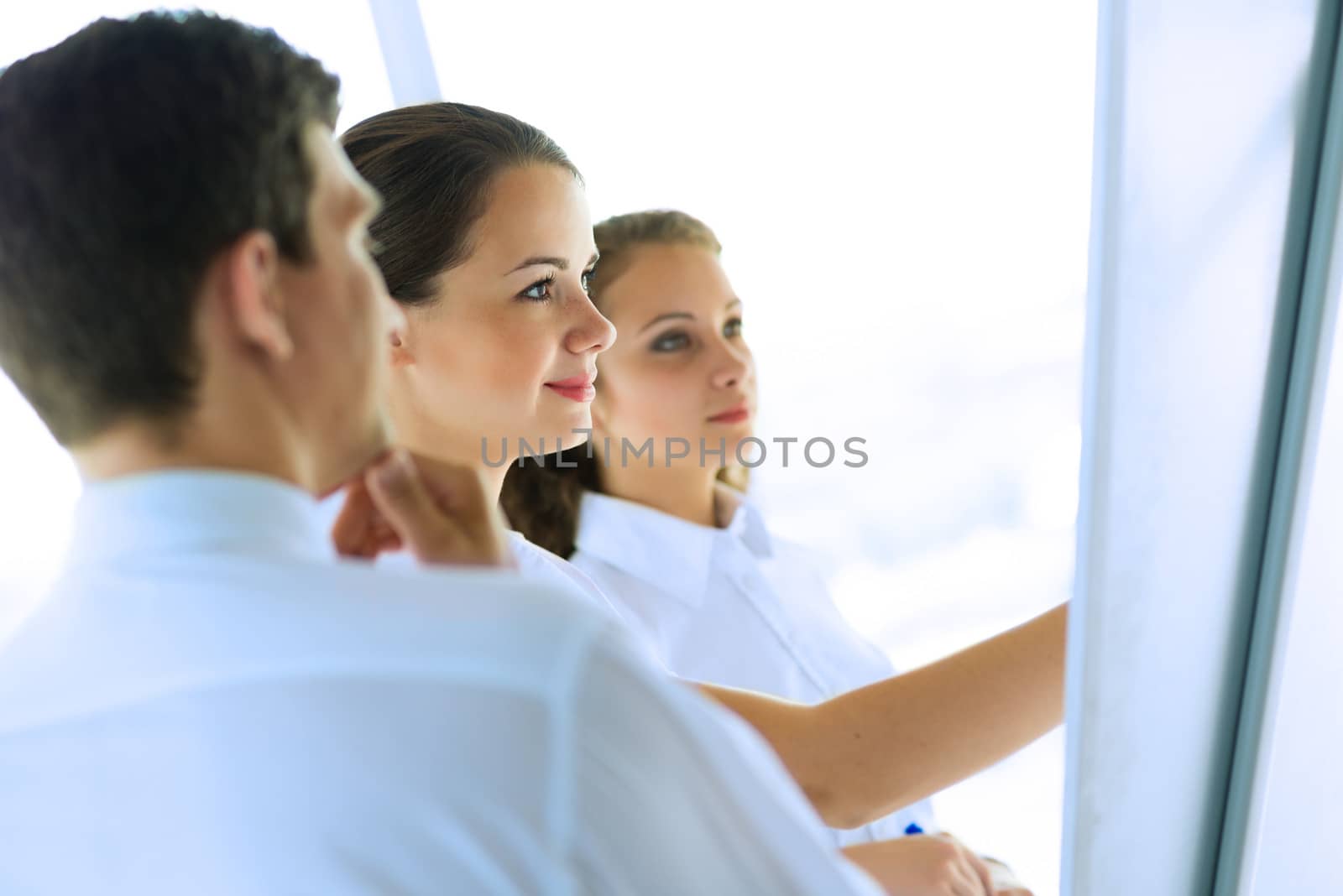 businessmen are meeting near the flipchart by adam121