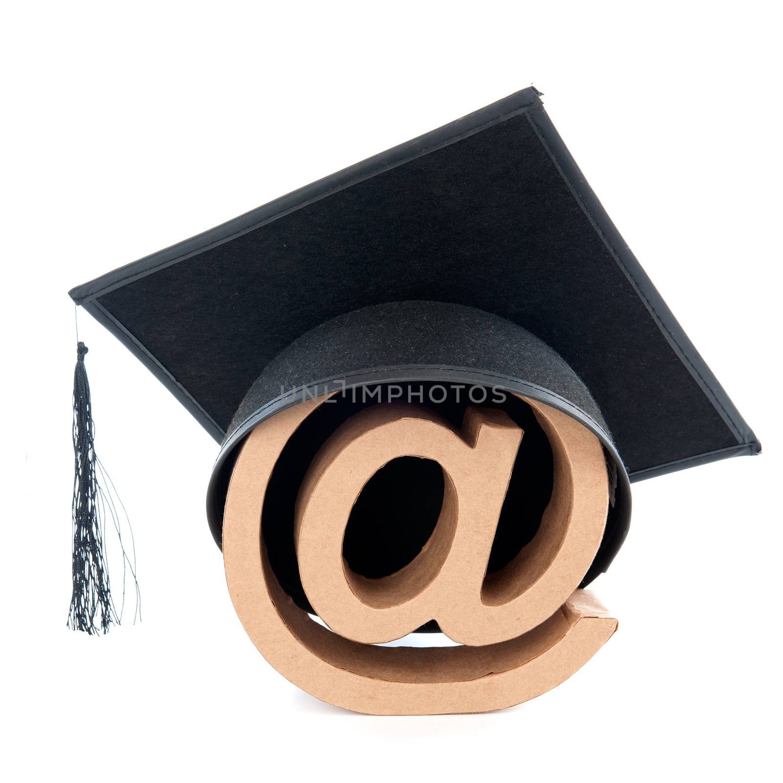 Graduate as computer specialist, on a white background