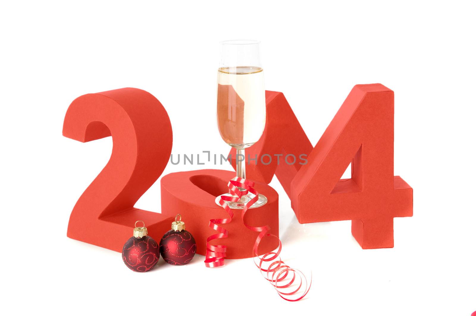 The year 2014, celebrating new year with champagne!