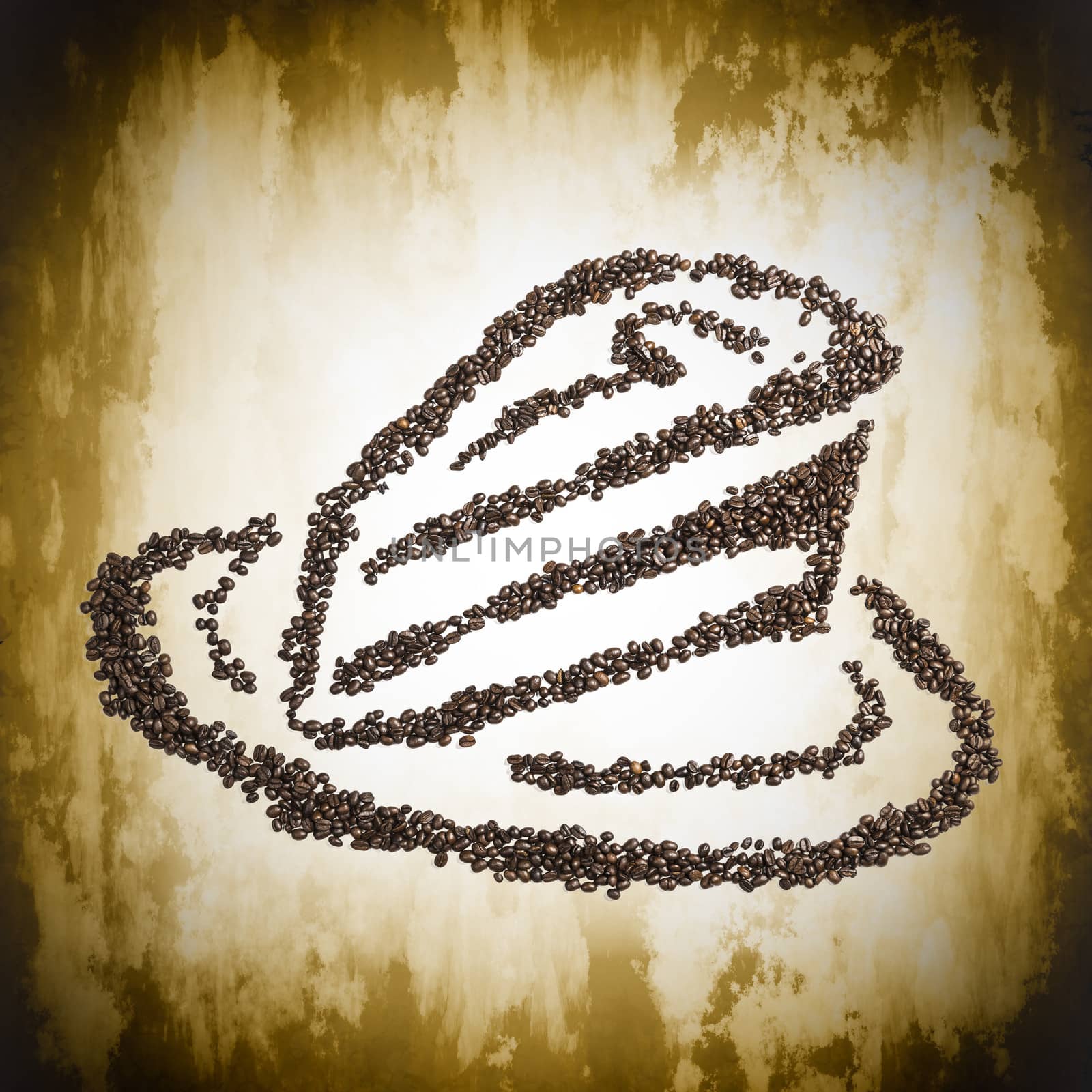 Image of a cake made from coffee beans 