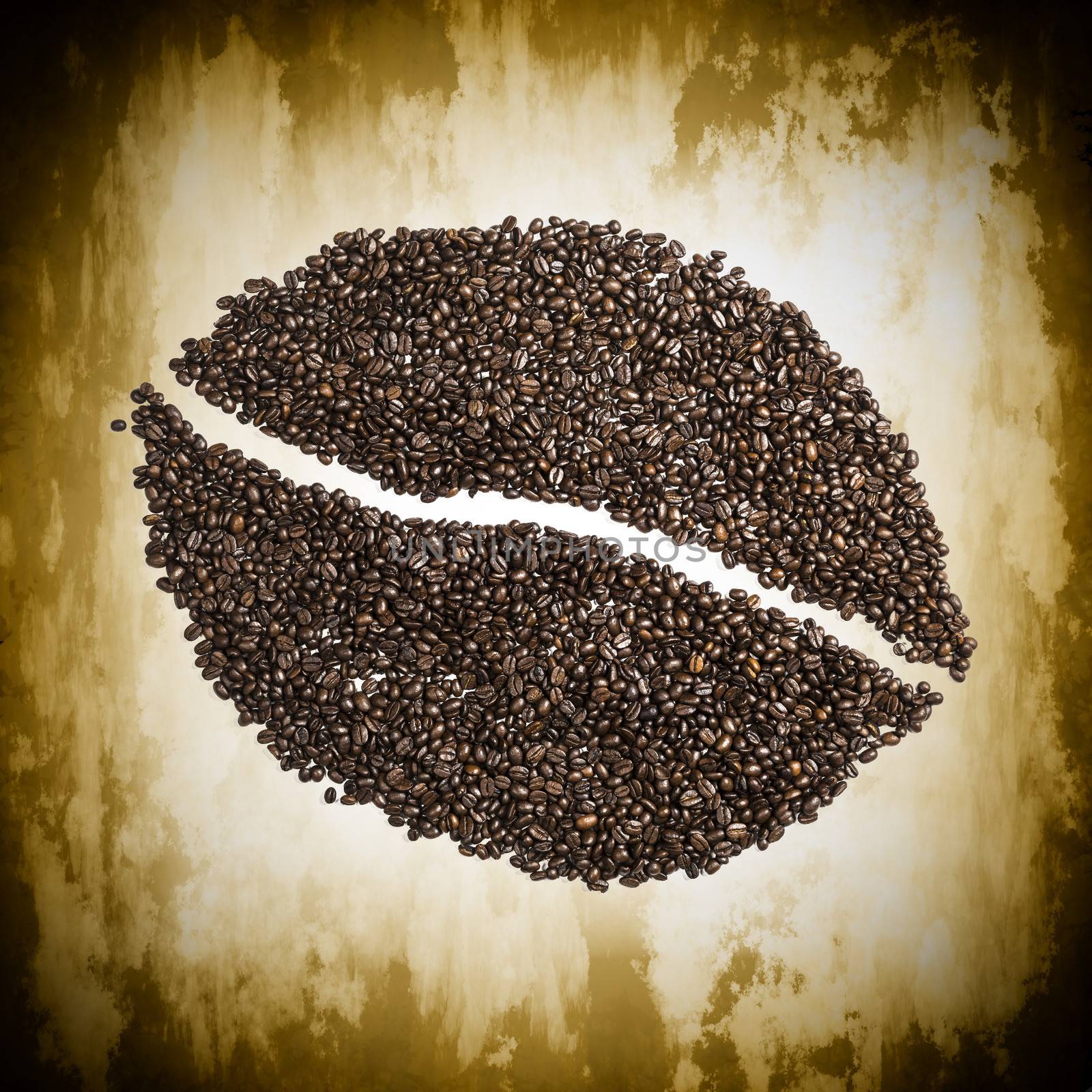 Image of a coffee bean made from coffee beans