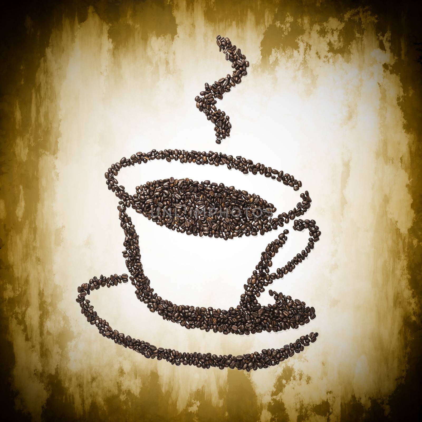 Image of a coffee cup made from coffee beans