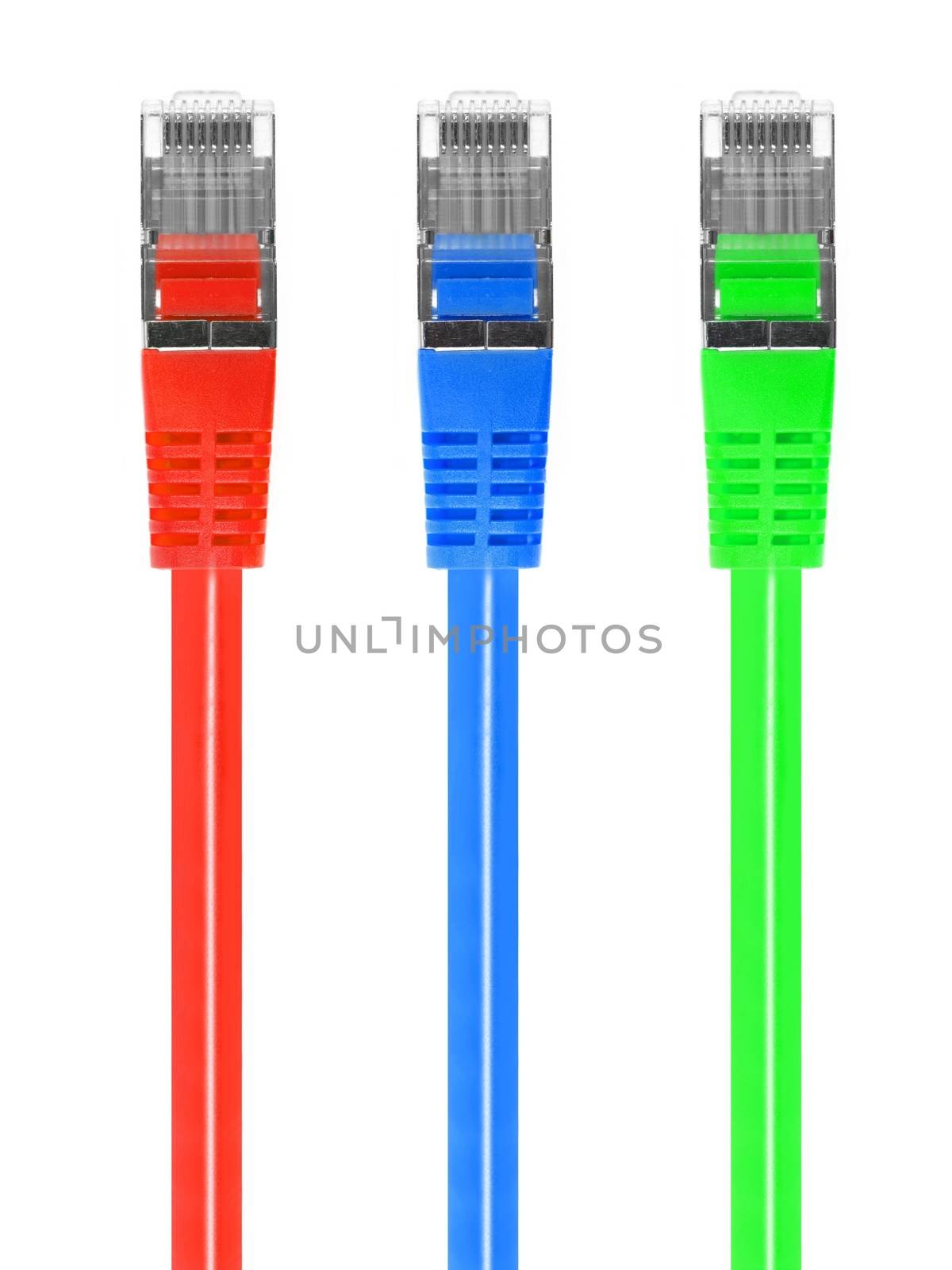 Ethernet cables isolated against a plain background