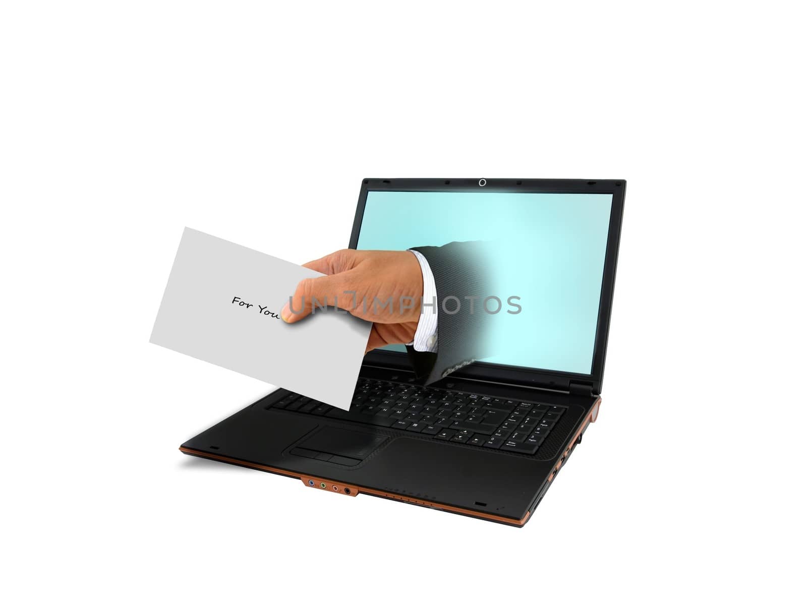 Hand Holding Envelope and Laptop Computer by razihusin