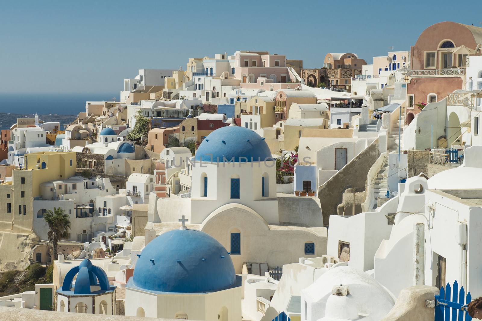 View on Oia in Santorini island, Greece.