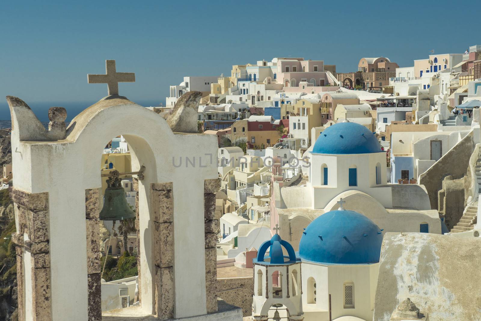 View on Oia in Santorini island, Greece.