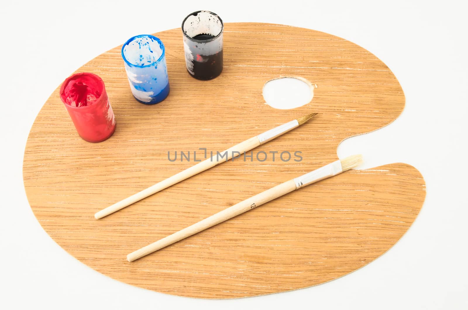 New Painting Wooden Palette on a White Background