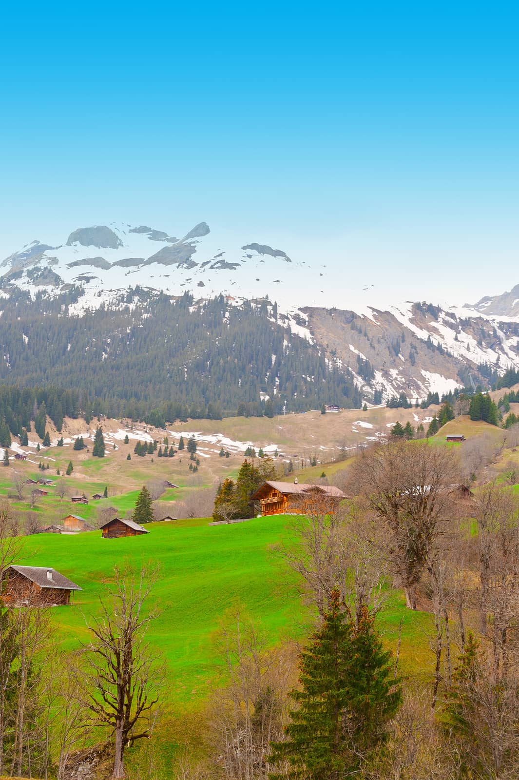 The Small Village High Up in the Swiss Alps